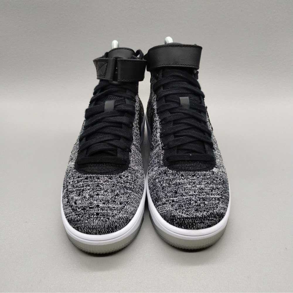 Nike‎ Air Force 1 Flyknit Casual Sneakers Womens Size 6 Black White Hi Top - Picture 2 of 9